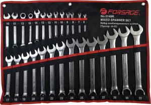 Forsage Zestaw kluczy płasko-oczkowych 27el. (6-32mm) na płótnie (2 z grzechotką) 3