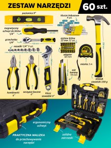 Zestaw narzędzi Forcekraft ZESTAW NARZĘDZIOWY 60EL NASADKI BITY SZ CZYPCE 2