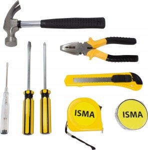 Zestaw narzędzi Isma Zestaw narzędziowy 9 el. Kombinerki wkrętaki młotek 2
