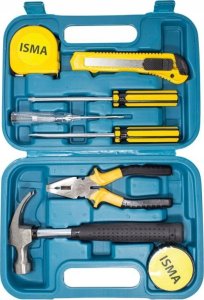 Zestaw narzędzi Isma Zestaw narzędziowy 9 el. Kombinerki wkrętaki młotek 4