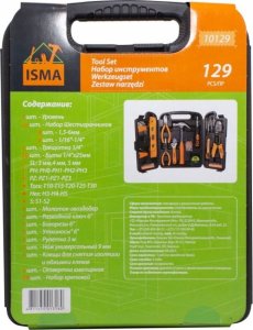 Zestaw narzędzi Isma Walizka narzędziowa młotek szczypce wkrętaki 129el 2