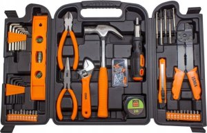 Zestaw narzędzi Isma Walizka narzędziowa młotek szczypce wkrętaki 129el 3