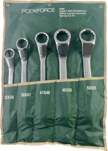 Rockforce Klucze oczkowe odgięte Zestaw 5 el. 32- 55 mm CrV 2