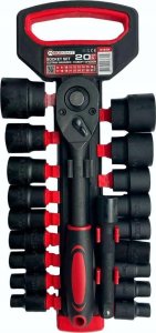 Forcekraft Zestaw nasadek 1/2" 20el. (z grzechotką i przedłużką) (8-32mm) 1