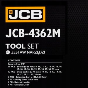 Zestaw narzędzi JCB Zestaw narzędzi 1/2" 36el. (8-32mm) (6-kątnych) 11