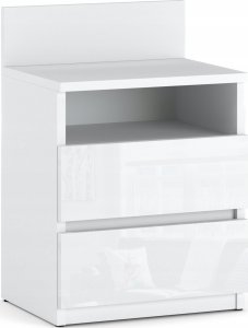 Stiv-Meble Szafka Nocna Biała Połysk Stolik Nocny 40CM 2S Półka Meble Do Sypialni Loft 1