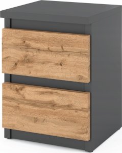 Stiv-Meble Szafka Nocna z 2 Szufladami Szara Dąb Wotan 30 CM Stolik Nocny Nakastlik 1