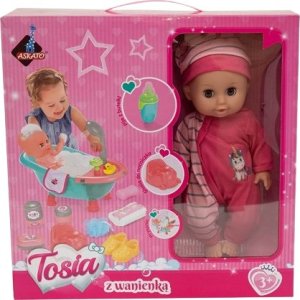 Askato Lalka Tosia z wanienką w różowym Ubranku z Akcesoriami 5