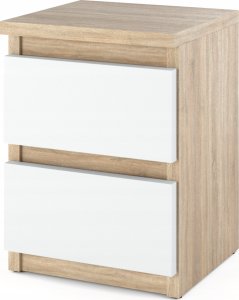 Stiv-Meble Szafka Nocna Dąb Sonoma Biała z 2 Szufladami 30 CM Stolik Nocny Nakastlik 1
