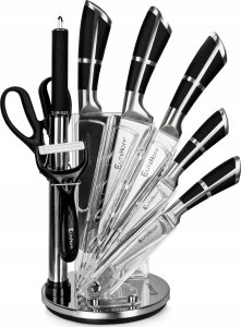 Elitehoff ZESTAW 9 ELEM. NOŻY KUCHENNYCH W STOJAKU Z OSTRZAŁKĄ I NOŻYCAMI E-6265 13