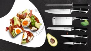 Elitehoff ZESTAW 9 ELEM. NOŻY KUCHENNYCH W STOJAKU Z OSTRZAŁKĄ I NOŻYCAMI E-6265 16