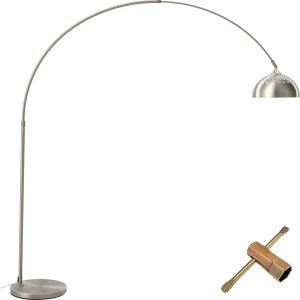 Lampa podłogowa Tectake Lampa łukowa Arcus, stalowa, styl retro, 60W - Nikiel matowy 1