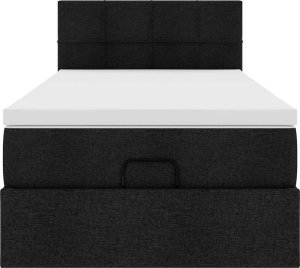 vidaXL vidaXL Rama łóżka otomana z materacem, czarna, 100x200 cm, tkanina 5