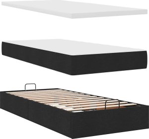 vidaXL vidaXL Rama łóżka otomana z materacem, czarna, 100x200 cm, tkanina 6