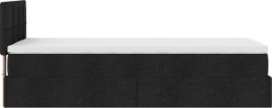 vidaXL vidaXL Rama łóżka otomana z materacem, czarna, 100x200 cm, tkanina 8