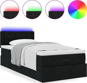 vidaXL vidaXL Rama łóżka otomana z materacem, czarna, 90x190 cm, tkanina 2