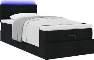 vidaXL vidaXL Rama łóżka otomana z materacem, czarna, 90x190 cm, tkanina 3