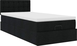 vidaXL vidaXL Rama łóżka otomana z materacem, czarna, 90x190 cm, tkanina 5
