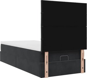 vidaXL vidaXL Rama łóżka otomana z materacami, czarna, 100x200 cm, aksamit 8