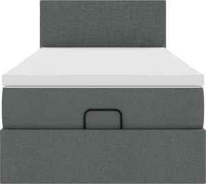 vidaXL Rama łóżka otomana z materacem, szara, 100x200 cm, tkanina 5