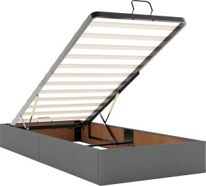 vidaXL Rama łóżka otomana z materacem, szara, 100x200 cm, tkanina 10