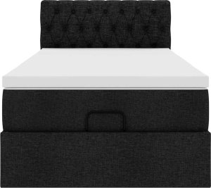 vidaXL vidaXL Rama łóżka otomana z materacem, czarna, 90x190 cm, tkanina 5