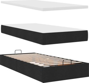 vidaXL vidaXL Rama łóżka otomana z materacem, czarna, 90x190 cm, tkanina 6