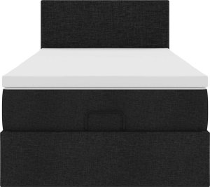 vidaXL vidaXL Rama łóżka otomana z materacem, czarna, 90x200 cm, tkanina 5