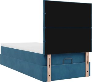 vidaXL Rama łóżka otomana z materacami, niebieska, 100x200 cm, aksamit 8