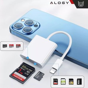 Alogy Czytnik kart pamięci Alogy SD Micro Card Reader do iPhone iPad adapter przejściówka Lightning 4