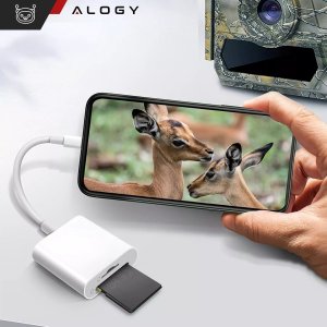 Alogy Czytnik kart pamięci Alogy SD Micro Card Reader do iPhone iPad adapter przejściówka Lightning 7