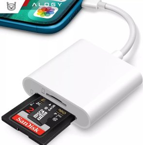 Alogy Czytnik kart pamięci Alogy SD Micro Card Reader do iPhone iPad adapter przejściówka Lightning 9