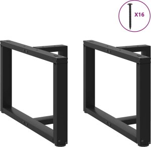 vidaXL Nogi do stolika kawowego, 2 pcs., czarne, 60x25x(42-43)cm, stal 3