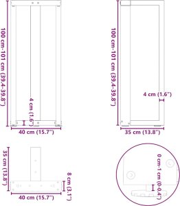 vidaXL Nogi do stołu barowego, 2 szt., antracyt, 40x35x(100-101) cm 10