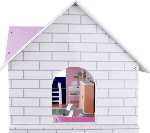 Jokomisiada Domek drewniany dla lalek + basen winda mebelki światło LED ZA4835 12