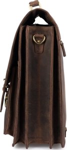 Beltimore Skórzana aktówka męska elegancka teczka na dokumenty brązowa skóra nubuk Beltimore J22 4