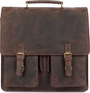 Beltimore Skórzana aktówka męska elegancka teczka na dokumenty brązowa skóra nubuk Beltimore J22 8