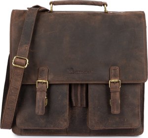 Beltimore Skórzana aktówka męska elegancka teczka na dokumenty brązowa skóra nubuk Beltimore J22 9