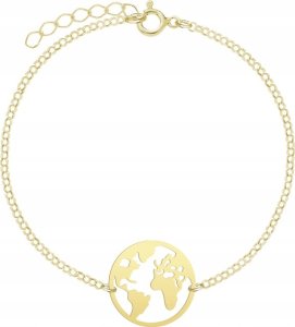 MEJK Jewellery Bransoletka Złota Kula Ziemska SREBRO 925 Mapa Świata DEDYKACJA GRATIS 2