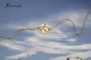 MEJK Jewellery Bransoletka Złota Kula Ziemska SREBRO 925 Mapa Świata DEDYKACJA GRATIS 3