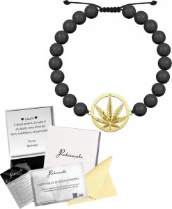 MEJK Jewellery Bransoletka Złota MARIHUANA Męska z Perłami SREBRO 925 DEDYKACJA GRATIS 1