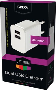 Zasilacz Grixx Grixx Power Adapter 220V White Dual USB A 3
