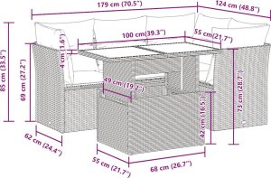 vidaXL 5-cz. zestaw wypoczynkowy do ogrodu, poduszki, czarny rattan PE 11