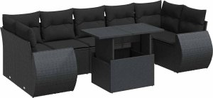 vidaXL 8-cz. zestaw wypoczynkowy do ogrodu, z poduszkami, czarny 2