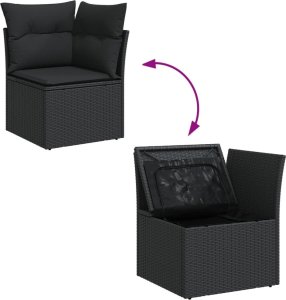 vidaXL 8-cz. zestaw wypoczynkowy do ogrodu, z poduszkami, czarny 8