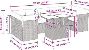 vidaXL 8-cz. zestaw wypoczynkowy do ogrodu, z poduszkami, czarny 12