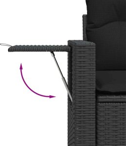 vidaXL 7-cz. zestaw wypoczynkowy do ogrodu, z poduszkami, czarny 11