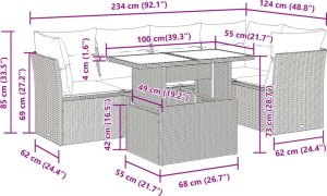 vidaXL 6-cz. zestaw mebli ogrodowych z poduszkami, czarny polirattan 12