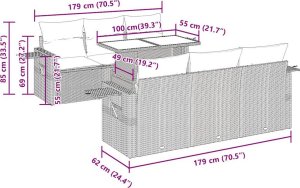 vidaXL 7-cz. zestaw wypoczynkowy do ogrodu, z poduszkami, czarny 12