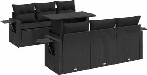 vidaXL 7-cz. zestaw wypoczynkowy do ogrodu, z poduszkami, czarny 2